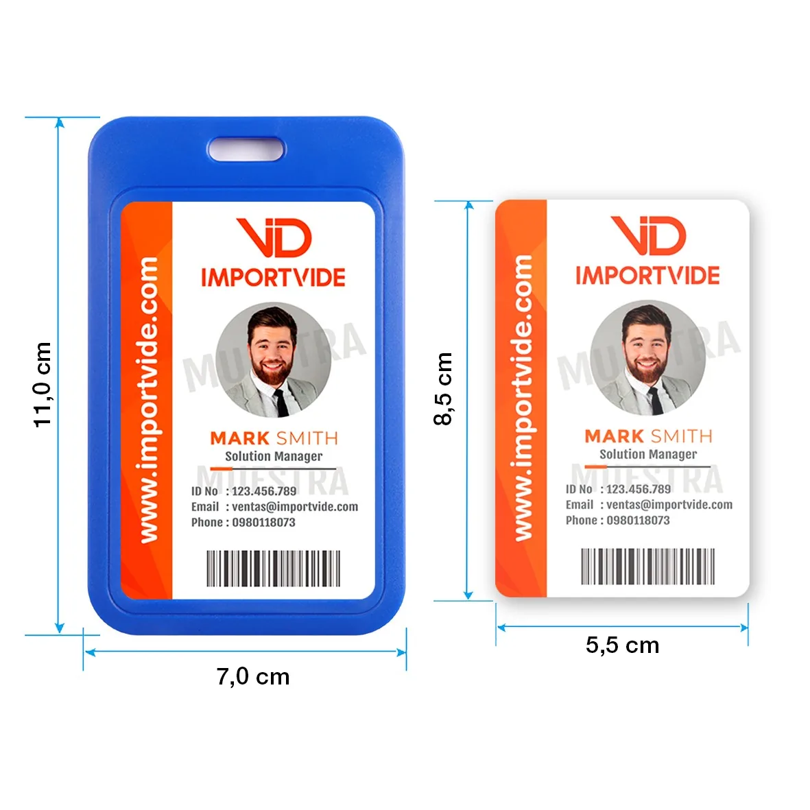 Medidas del portacredencial deslizable: 11 x 7 cm exterior, carnet de 8,5 x 5,5 cm